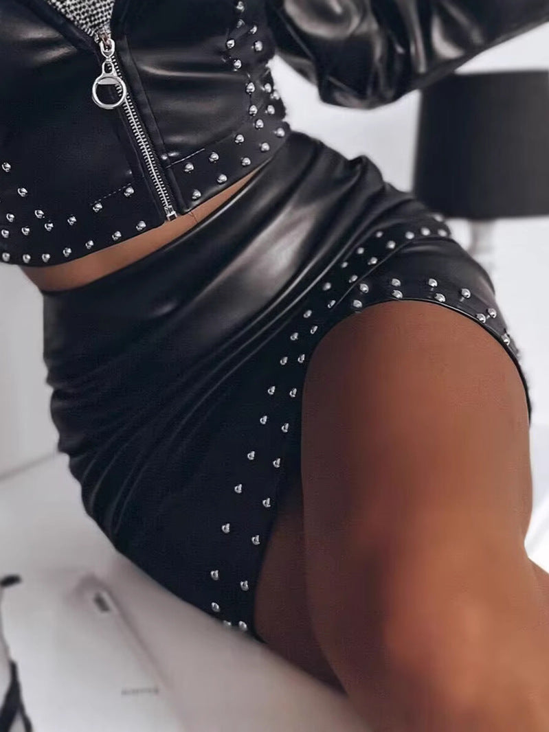 European And American Style Female Leather Skirt