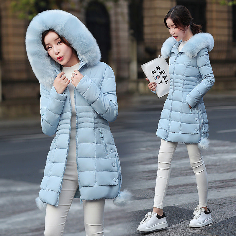 Autumn And Winter Clothing New Women's Mid-length Coat Fur Collar Cinched Cotton-padded Coat Women's Fashion Mid-length Women's Quilted Cotton Coat