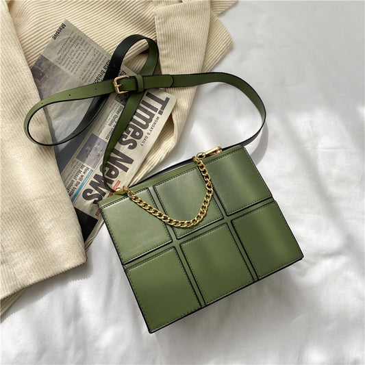 Fashion Stitching Quilted Check Underarm Small Square Bag