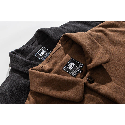 Men's Lapel Mid-length Woolen Coat