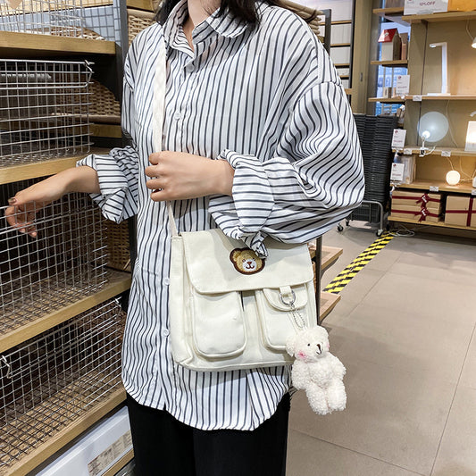 Cute Bear Japanese Girl One-shoulder Canvas Messenger Bag