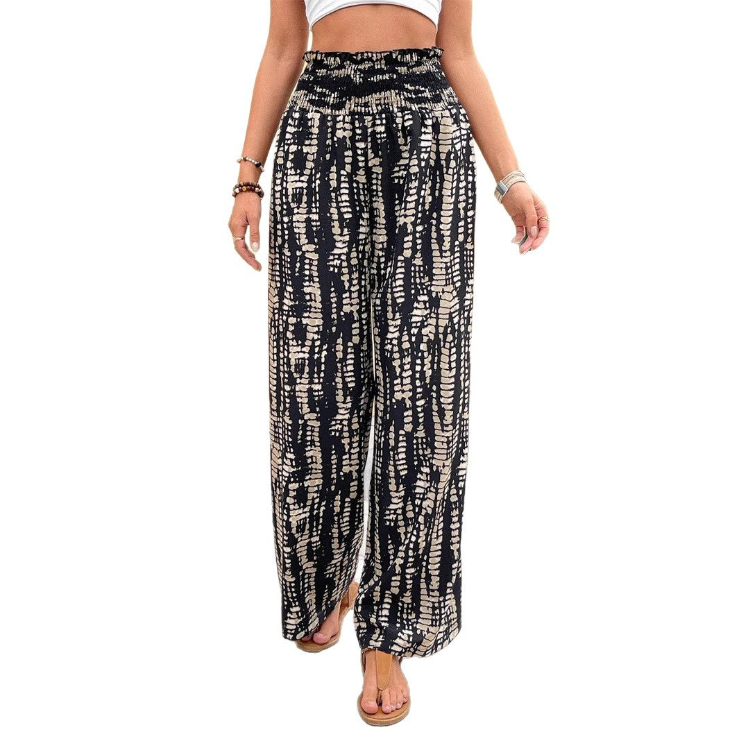 Womens Casual Loose-fit Fashionable Wide-leg Pants With A Print