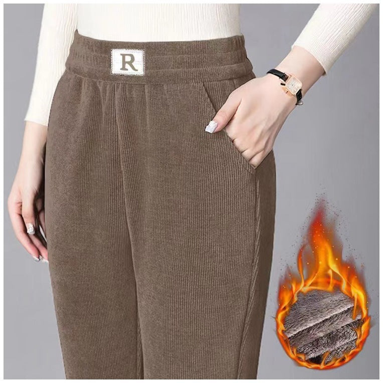 Warm Velvet Padded Thickened Bejirog Casual High Waist Slimming Skinny Pants