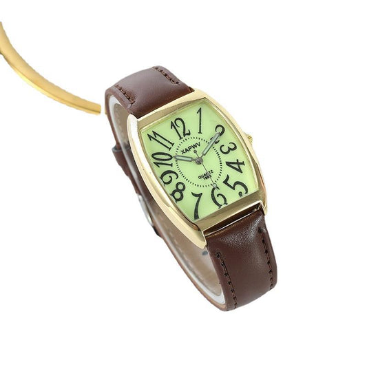 Luminous Wine Barrel Square Couple Watch Fashion