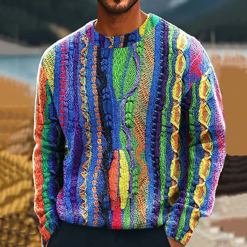 Mens Comfy Streetwear Top Made From Chunky Knit Fabric