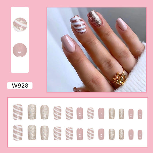 Champagne Christmas Twill Manicure Mid-length