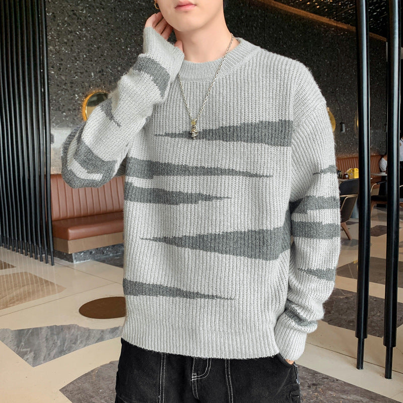 Trendy Loose Knitwear Hong Kong Style Round Neck Casual Couple Top Clothes