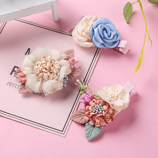 Ny Tredimensionel Blomster Børneperlehårklemme