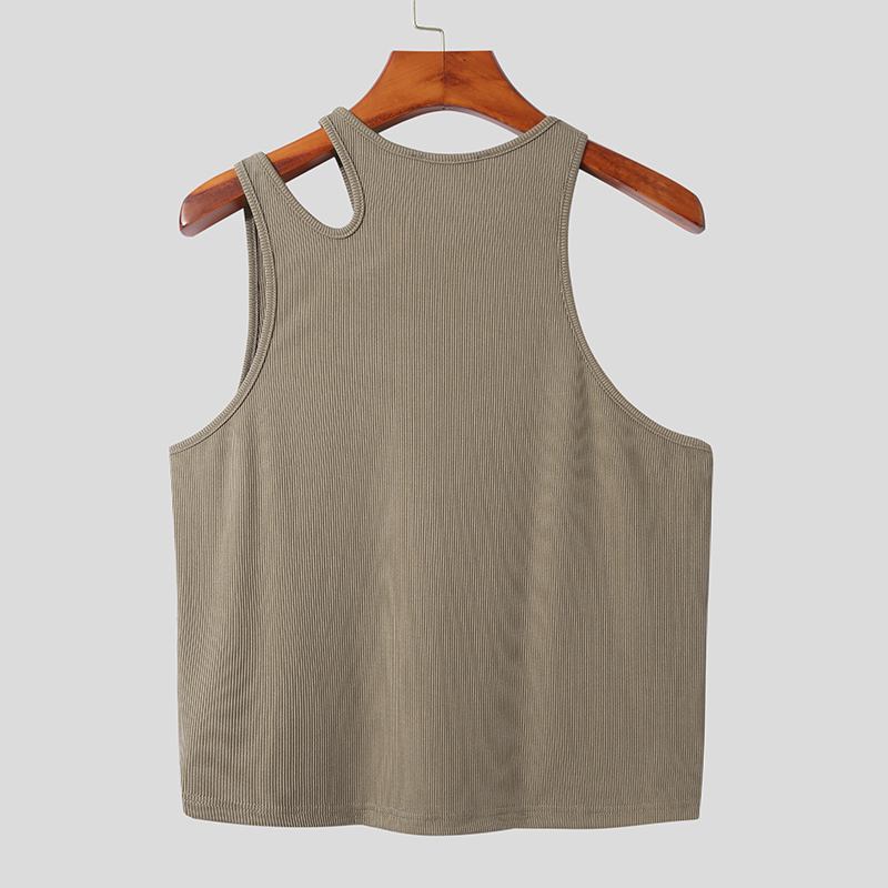 Men's Sleeveless Solid Color Personality Breathable Tank Top
