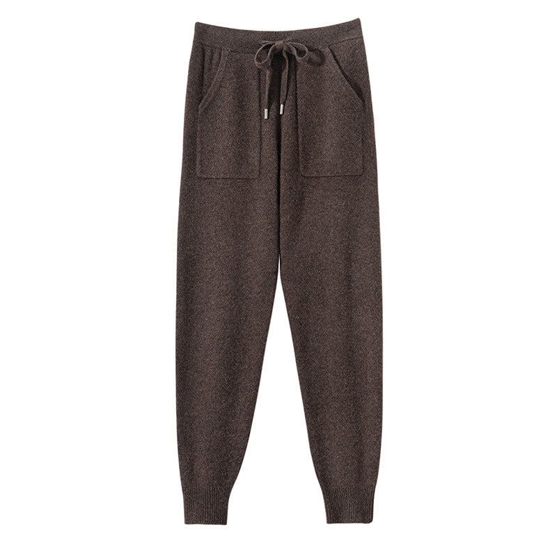 Autumn And Winter New Knit Pants For Women, Draped Casual High-waisted Trendy Slimming Floor-length