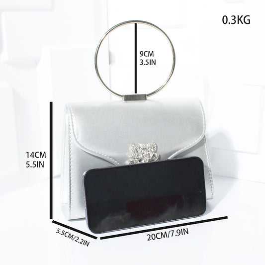 Fashion Rhinestone Small Flower Dinner Bag Handbag