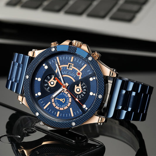 Steel Belt Multifunctional Sports Watch Men's Waterproof Luminous