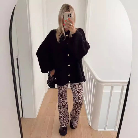 Fastener Decoration Batwing-sleeved Jacket Women's Clothing