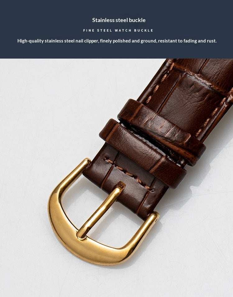 Double-sided Genuine Leather Watch Strap Made From Top-layer Calfskin