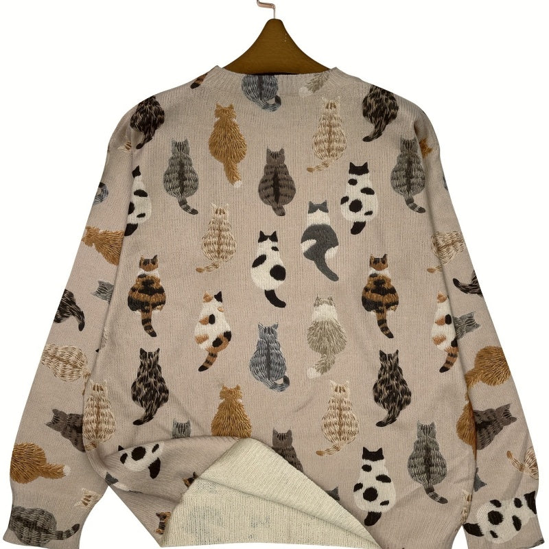 Women's Printed Pullover Round Neck Thick Striped Sweater