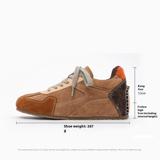 Sunset Forest Deconstruction Retro German Training Shoes Women's Shoes With Hidden Heels Genuine Leather Spring New Cortez Casual