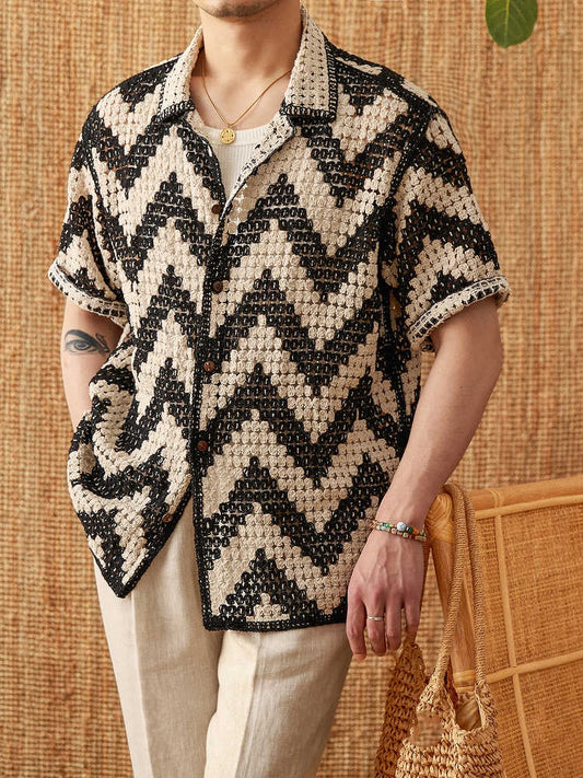 Strand Strikket Kortærmet Cardigan Løs Afslappet Top