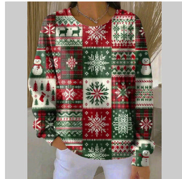 Womens Relaxed Casual Long-sleeve Crew-neck Sweatshirt