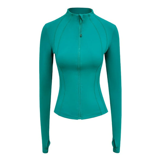 Slimming Zipper Long Sleeve Stand Collar Cardigan Top