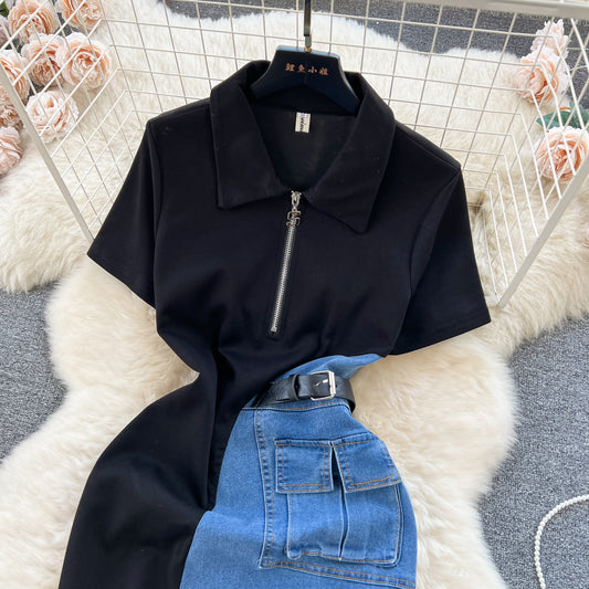 Retro Color-Block Patchwork Slim-Fit Dress For Women
