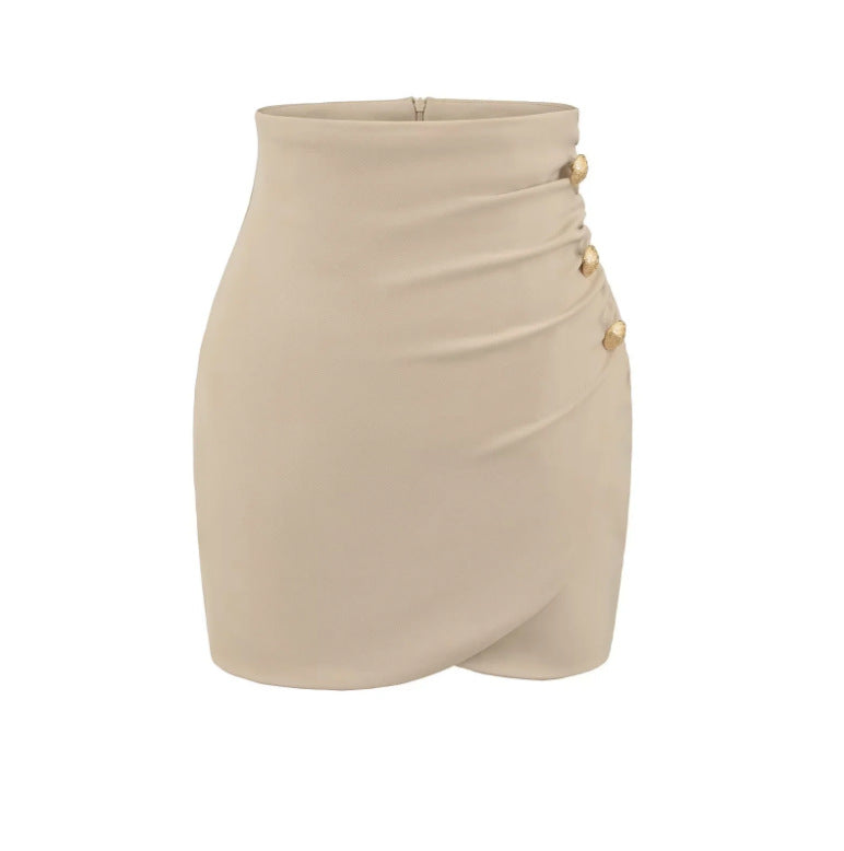 Womens Buttoned American-Style Flattering Hip-Hugging Mini Skirt