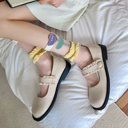 Women's Transparent Tulip Kanekalon Mid-calf Socks