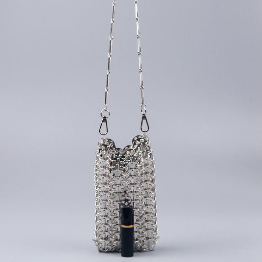 Crossbodytaske med metalliske guldpaljetter