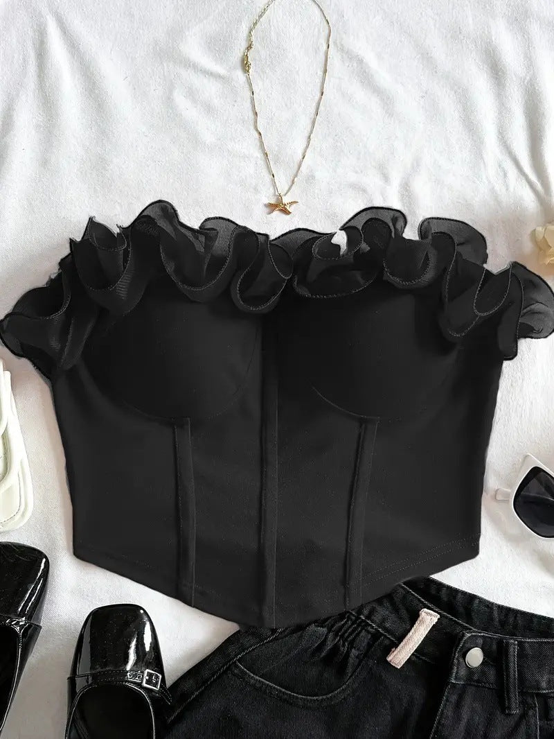 Elegant Three-dimensional Floral Sheer Camisole With A Pure Alluring Vibe