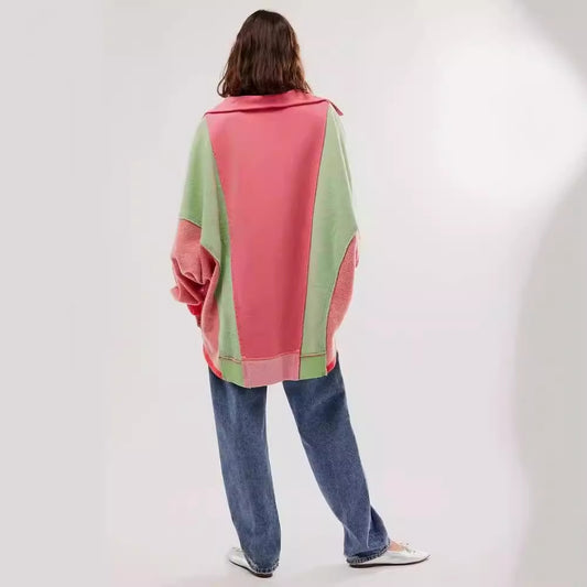 Løs og afslappet stil grænseoverskridende fritids-pullover-sweatshirt