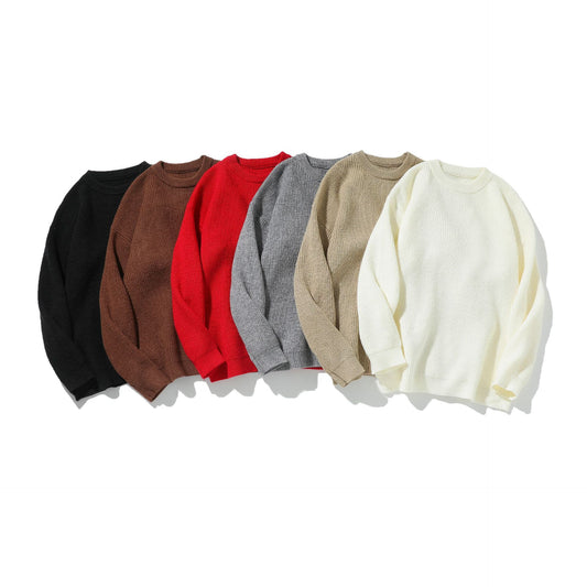 Men Knitted Sweater Loose Fit Premium Feel Crew Neck Pullover