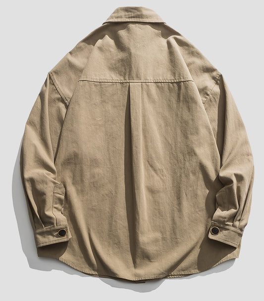 Street Loose All-match Thin Retro Tooling Long-sleeved Shirt