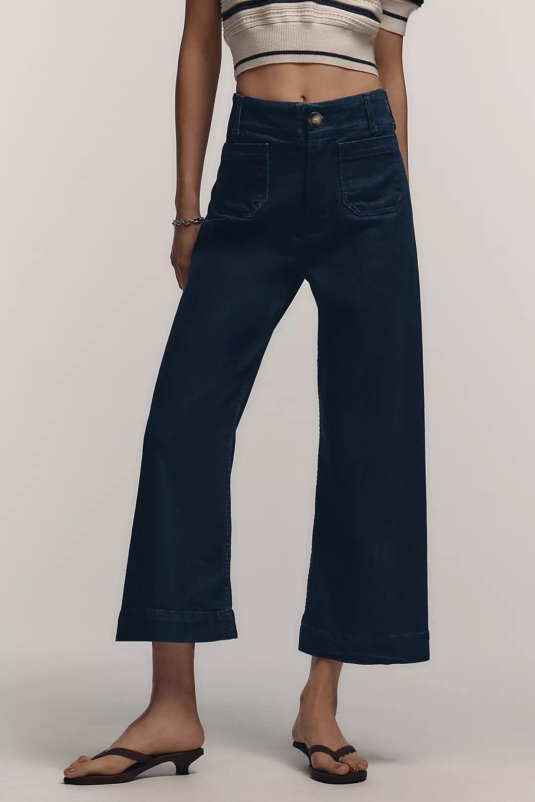 Casual Pants Straight High Waist Wide Leg Cropped Women's Pants