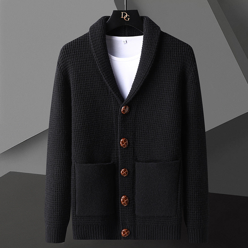 Lapel Button Cardigan Sweater Men's Korean Style