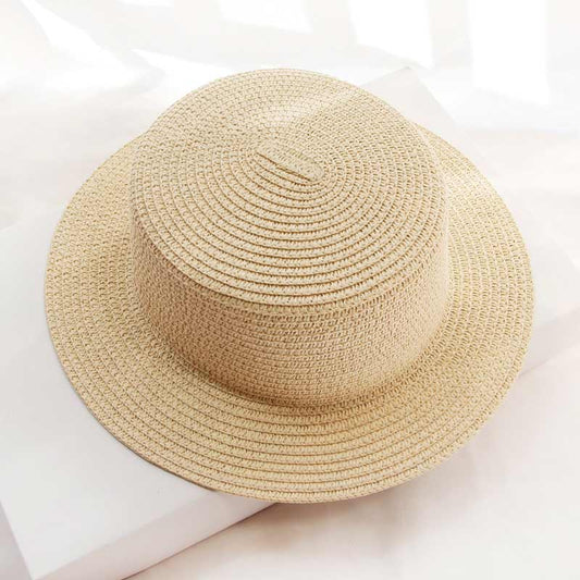 Flat Top Hat Foldable Simple Beach Korean Version Casual Travel Straw