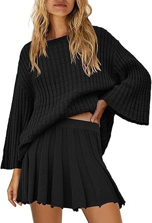 Women's Warm Pleated Casual Long-sleeve Sweater Set