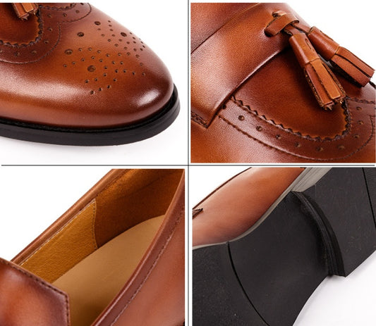 Tassel Loafers Men's Set Feet British Brogue Carved Fashion