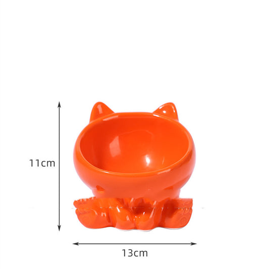 Pet Dogs And Cats Bevel Ceramic Neck Bowl