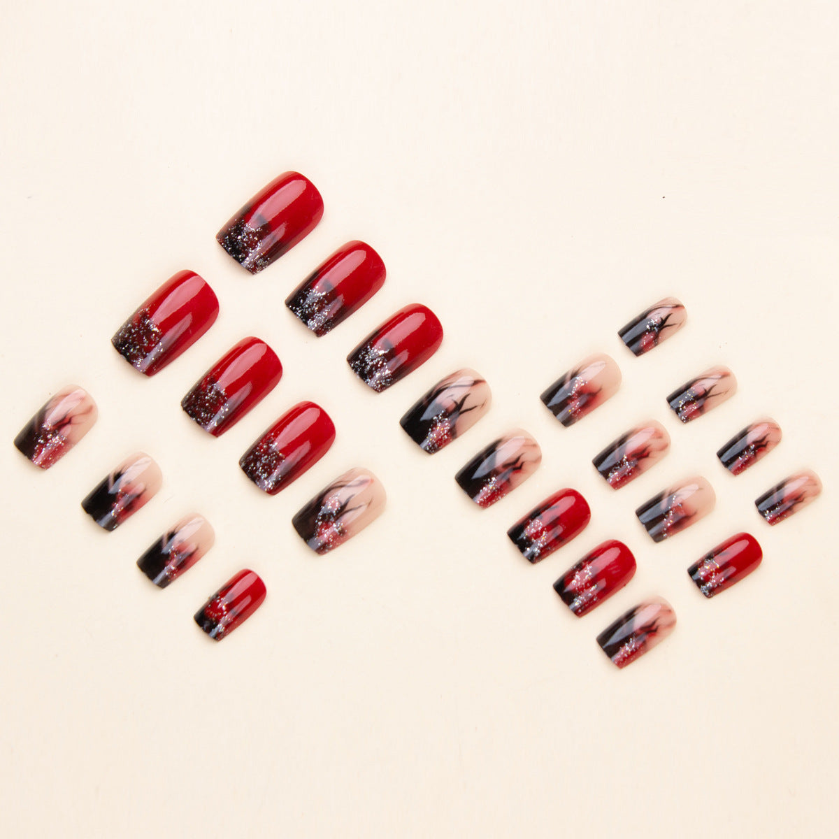 Colorful Flame Fire Pattern Fake Nail Patch