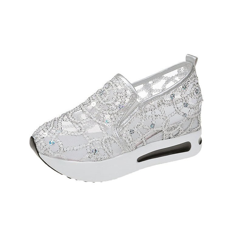 Women's Lace Mesh Casual Inner Height Increasing Shoes