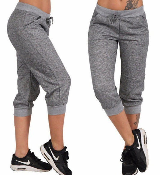 Women's Loose Casual Sports Pants Solid Color Thin Cropped Pants
