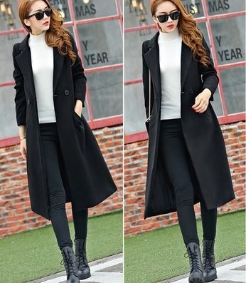 Thickened Plus Size Woolen Coat Temperament Thin Woolen Coat