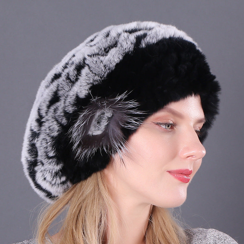 New Korean Rex Rabbit Hair Hat For Women