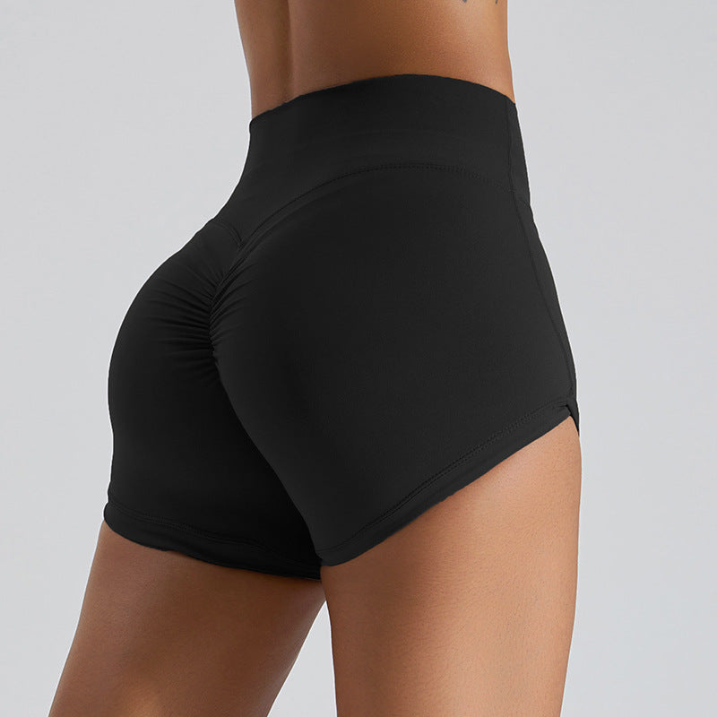 Peach Hip Raise Yoga Shorts For Women High Waist Crimp