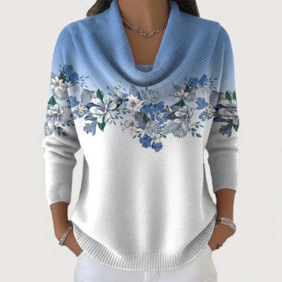 Womens Loose-Fit Knitted Sweater With A Printed Design