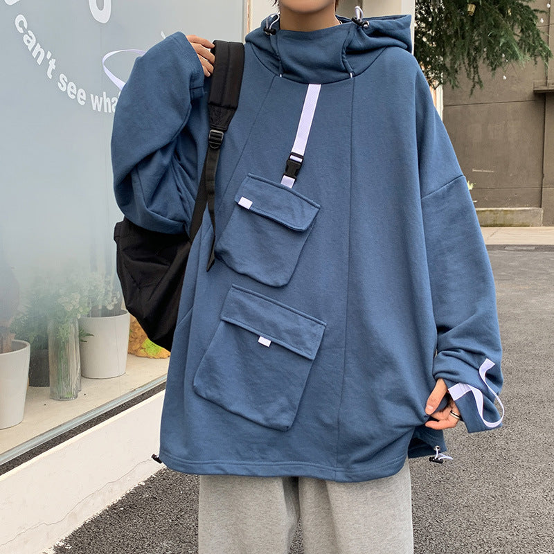 Men's Sweater Multi-pocket Workwear Loose Pullover Coat