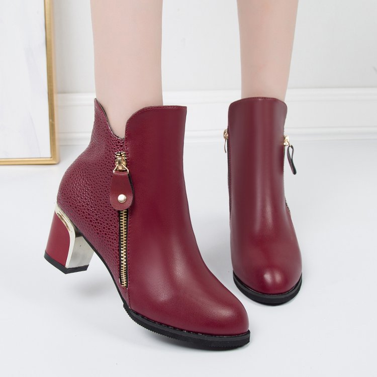 Pointed Mid-heel Martin Boots Women's Shoes