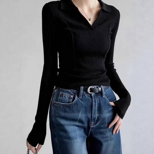 Womens Fashionable Vintage Slim-Fit Knit Sweater
