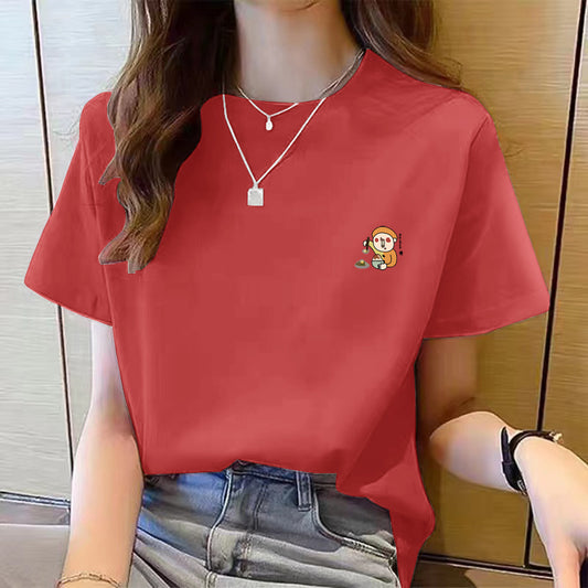 Women's Cute Bear Plus Size Cotton Short Sleeve T-shirt