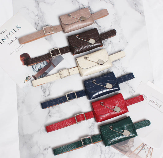 New Net Red Small Bag Female Black Big Pin Folding Mini Waist Bag