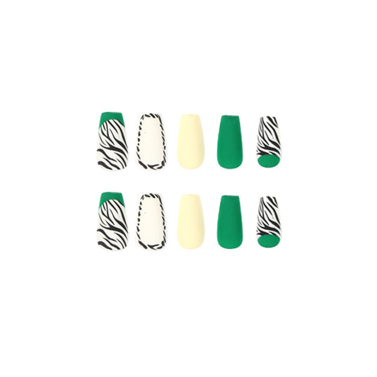 Women's Fashion Green Edge French Black Striped Wear Nail